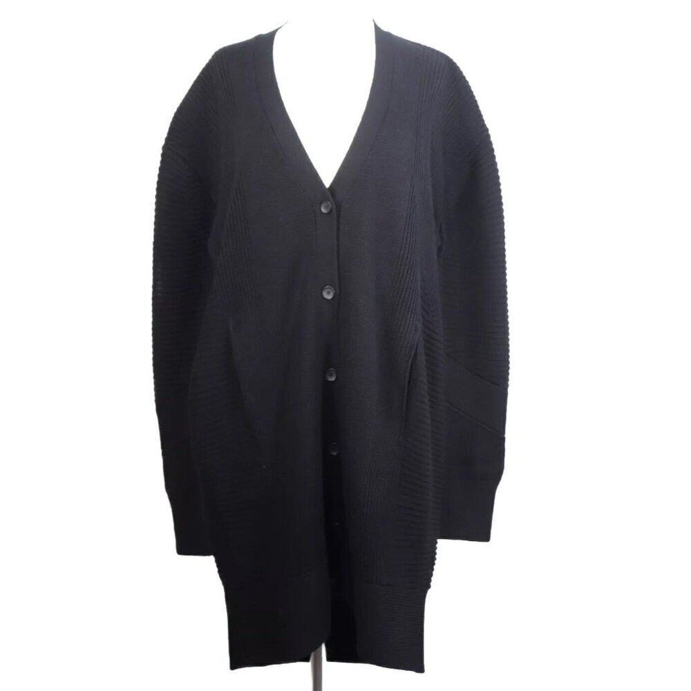Kit and Ace Women's ? Black Long Cardigan Sweater Long Sleeve Front Button